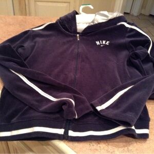 Nike Womens  Zip Front Hooded Jacket with White Trim SZ L